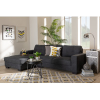 Baxton Studio J099C-Dark Grey-LFC Langley Modern and Contemporary Dark Grey Fabric Upholstered Sectional Sofa with Left Facing Chaise